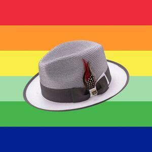 MONTIQUE MEN'S GREY AND WHITE CENTER CREASE FEDORA HAT. H93Brand: Montique  Int.